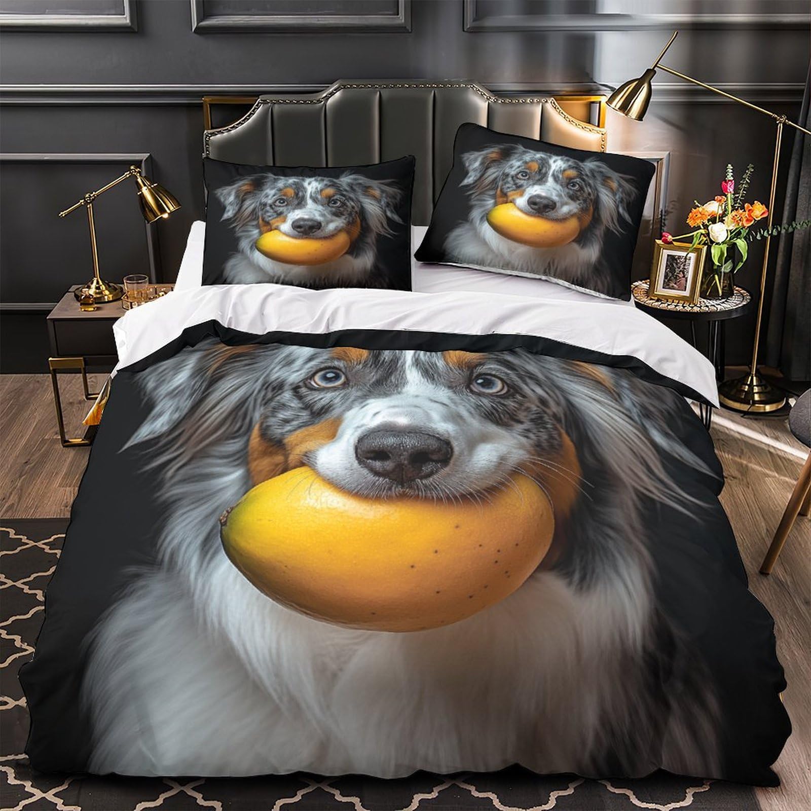 Housse de couette chien mignon impression photographique King 220x240cm premium