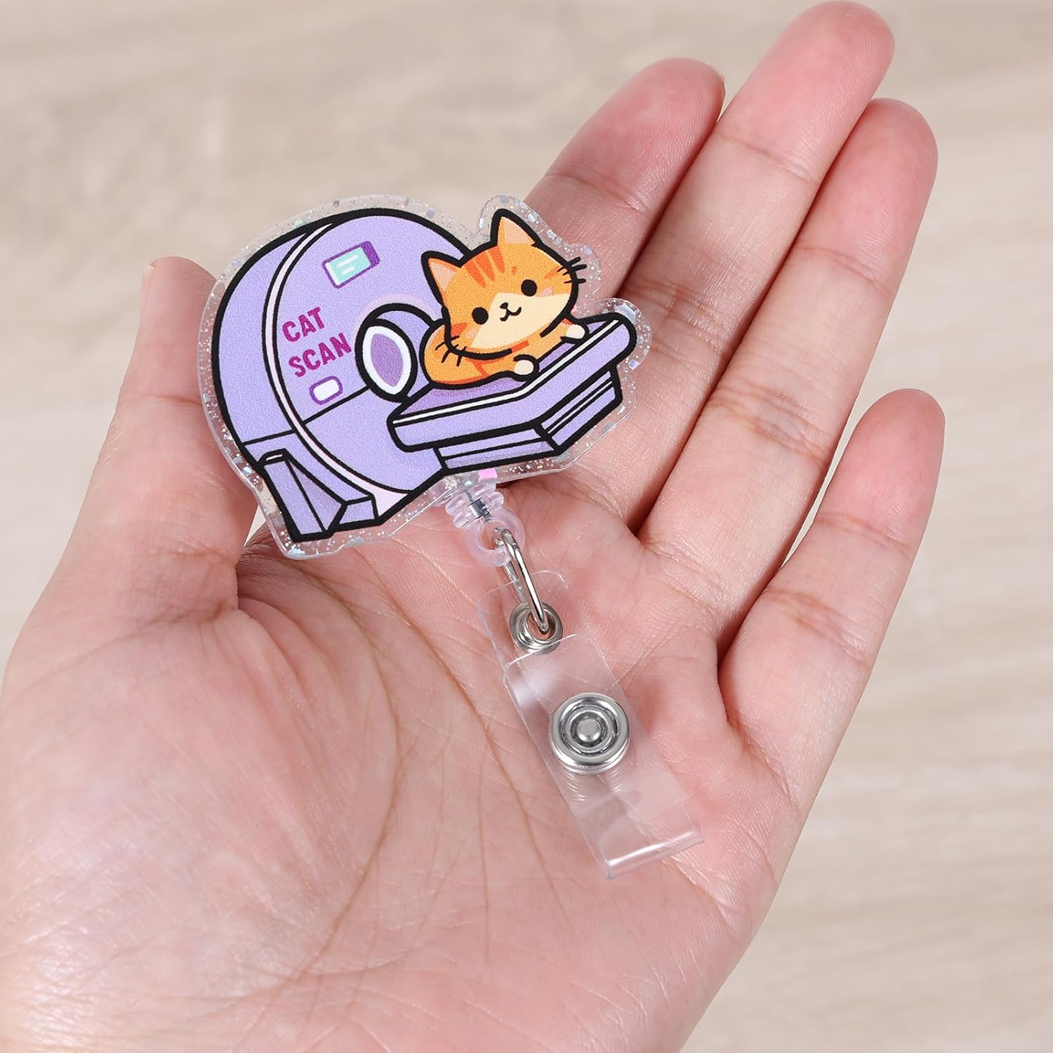 Cat Scan Hologram Funny Radiology Tech Pediatric Nurse Acrylic Badge Reel image 4