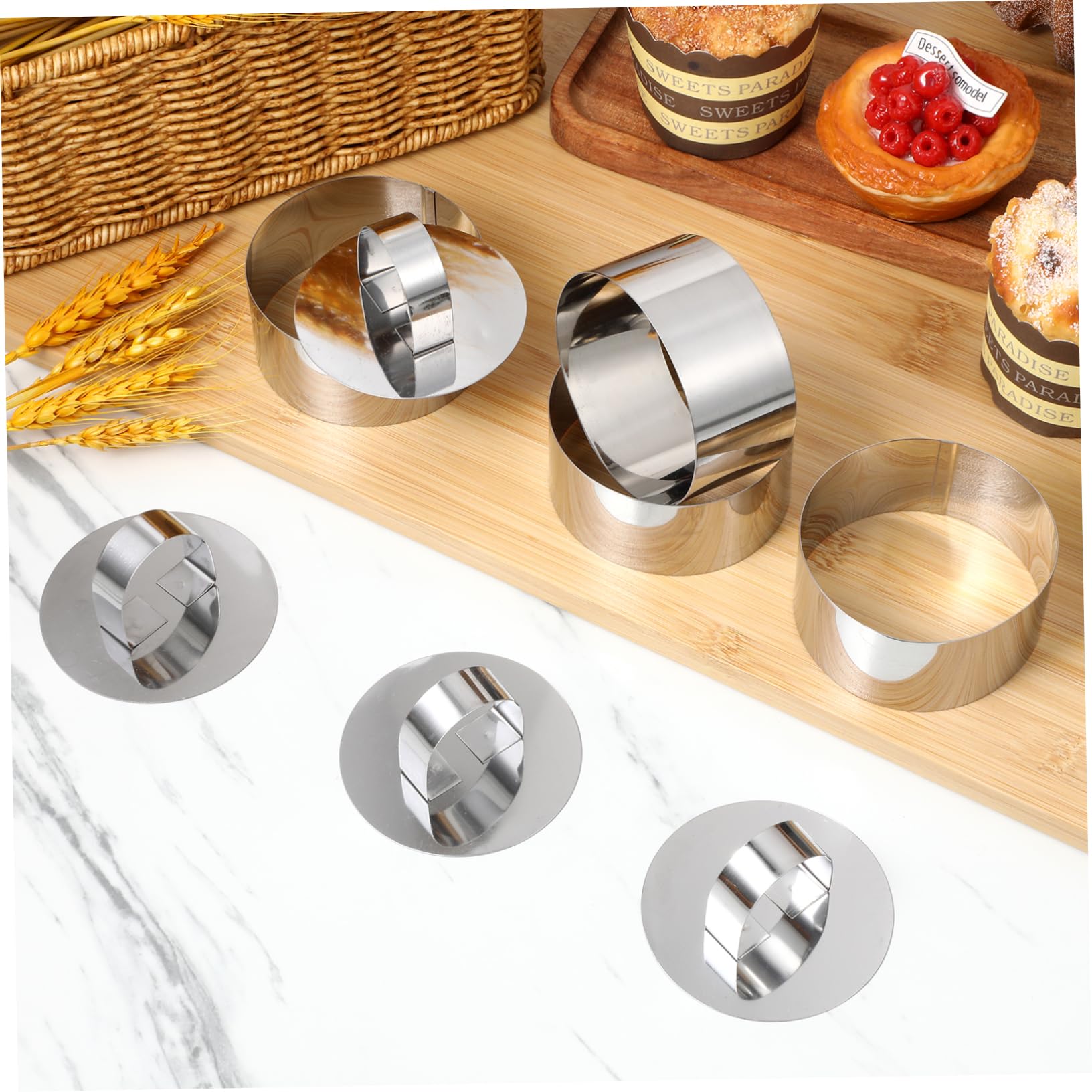 BESTonZON Formine per Dolci in Acciaio Inossidabile 8 Set Anelli da Cucina Rotondi Solidi e Antiruggine per Pasticceria Professionale e Ristoranti