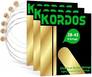 Nylon Guitar Strings Acoustic for Classical Guitar, Vacuum-sealed Long-lasting, 85/15 Bronze, Normal Tension, Tie Ends, Light Gauge, 28-43, 3-Pack