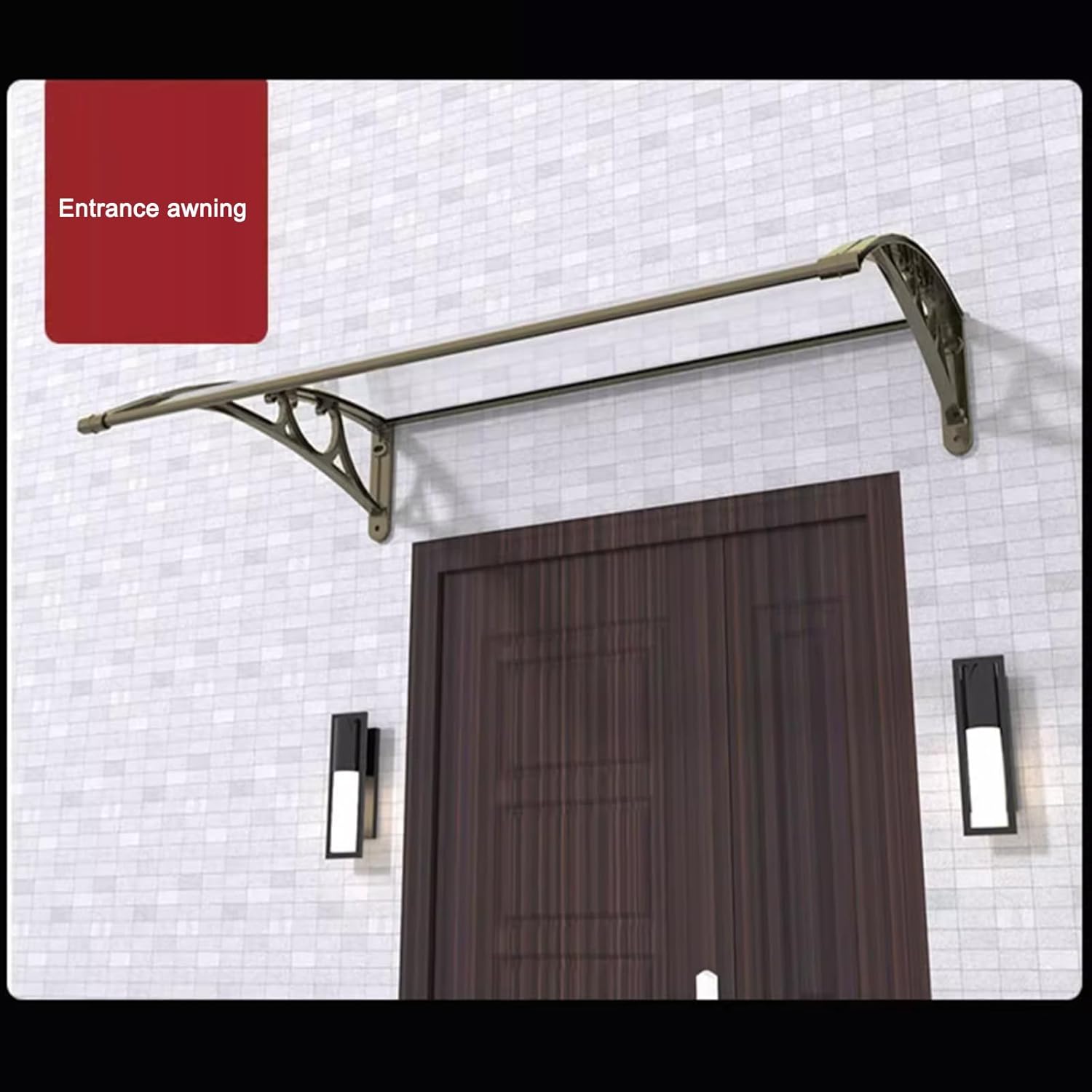 Curved Door Window Awning Canopy,Transparent Front Door Canopy,Window Rain Shelter Cover,Outdoor Door Awning,PC Porch Awning Shelter,Patio Roofing Canopies,Aluminum Frame (80x460cm/32 x181)