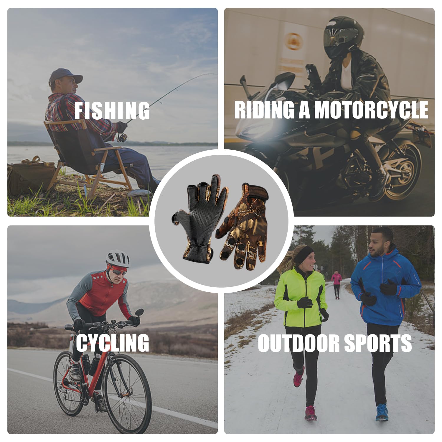 Guantes de Pesca Antideslizantes e Impermeables Sin Dedos - Accesorios Deportivos Todoterreno para Actividades al Aire Libre y Camping