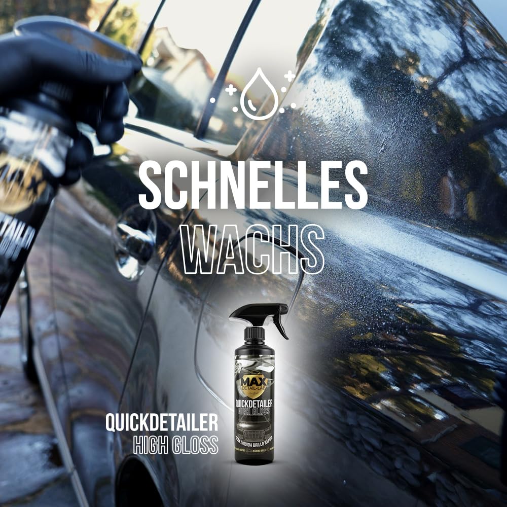 MAX DETAIL-LAB - Quickdetailer - Autopolitur Quick Detailer Autowachs Hoher Glanz, Sofortige Wirkung, Schnell Trocken, Carnaubawachs Auto Versiegelung Politur Set Detailing Kit Car Motorrad, 5L