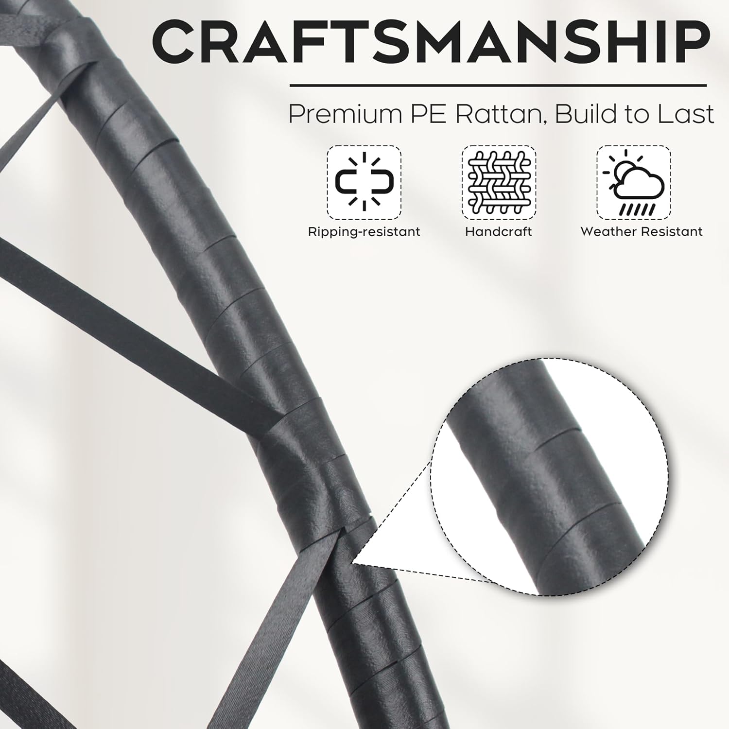 Foldable Hanging Egg Chair with Stand - Wicker Swing Hammock Chair with Cushion - for Patio Porch Balcony Weight Capacity 350lbs (Dark Gray)