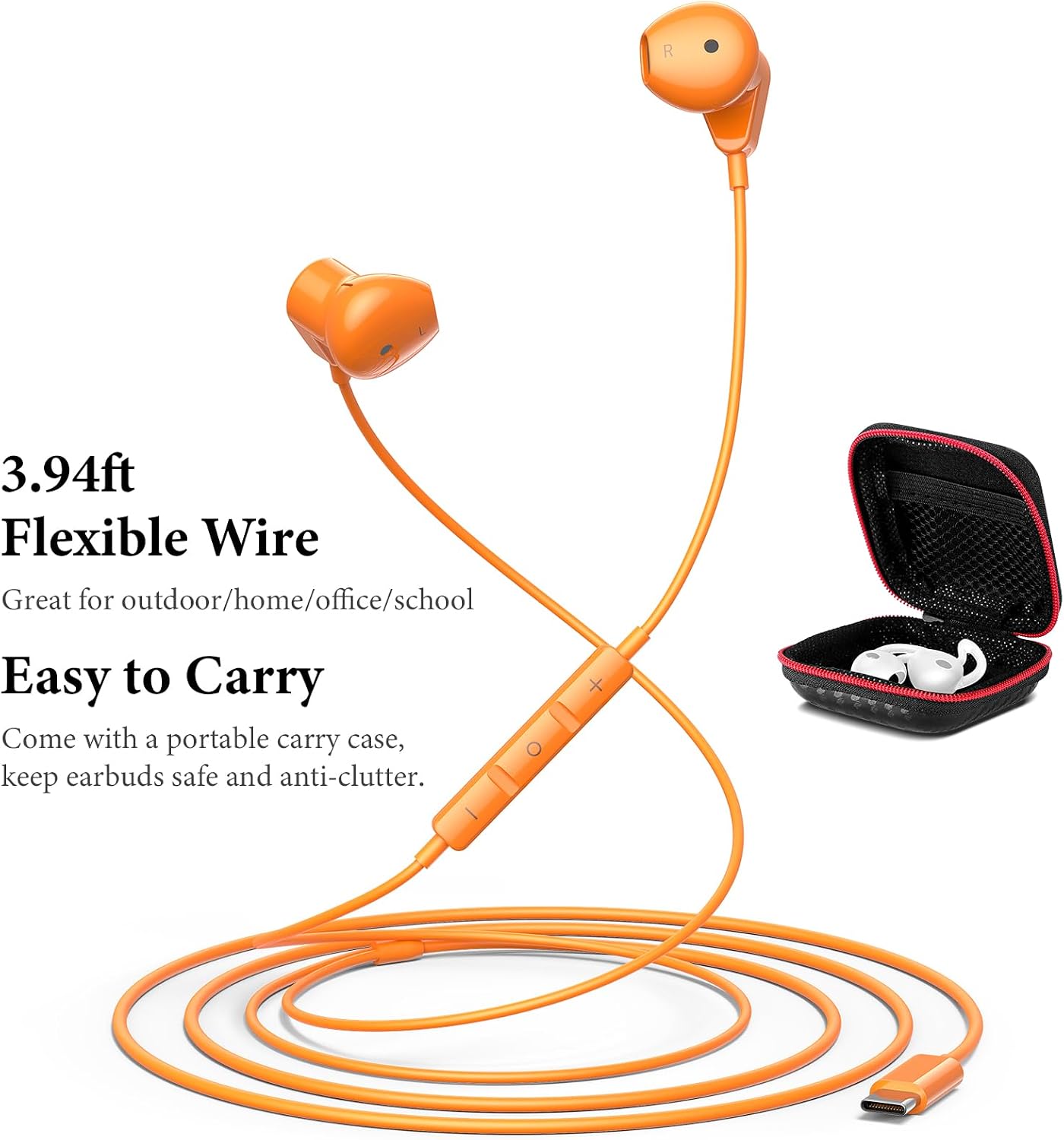 APETOO USB C Headphones for iPhone 17 Pro Max 16 15 Plus iPad USB-C Wired Earbuds with Microphone Volume Control HiFi Stereo Type C Earphones for Galaxy S26/S25/S24/S23/S22 Ultra, Pixel 10 9 8, Orange thumbnail