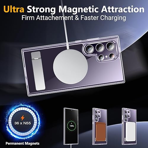 Miniatura 6 de SPIDERCASE Funda magnética para Samsung Galaxy S24 Ultra, 3 formas de soporte protección contra caídas de grado militar con soporte invisible, a