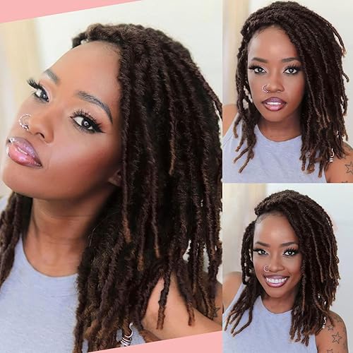 Miniatura 8 de Extensiones de cabello corto sintético de ganchillo para mujeres negras, 6 paquetes de extensiones de rastas de cabello rizado preenlazado,