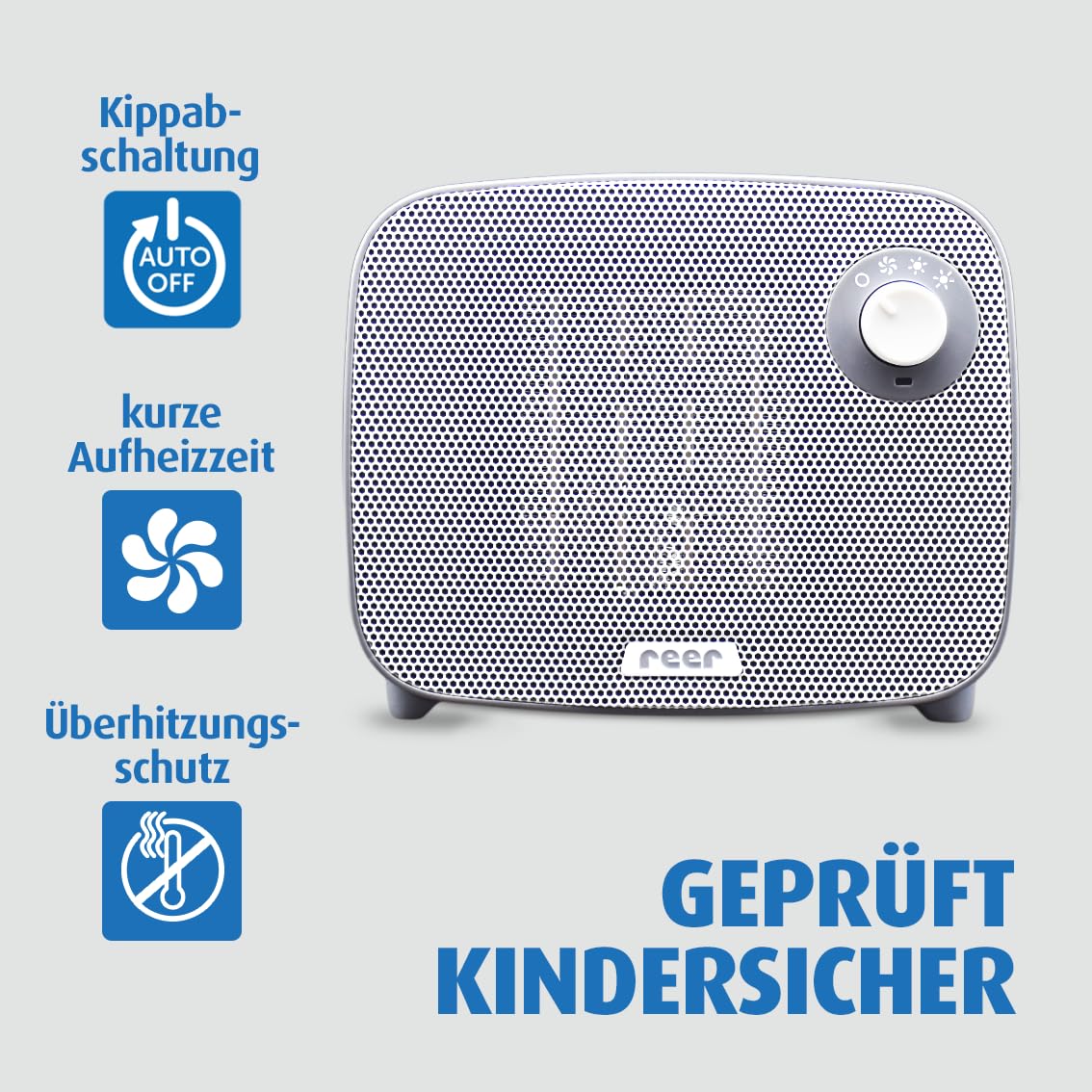 Reer FeelWell Air Heizlüfter für Babys 3in1 - Zuverlässig, Wärmend, Sicher - 2 Wärmestufen und Kühlfunktion, anthrazit