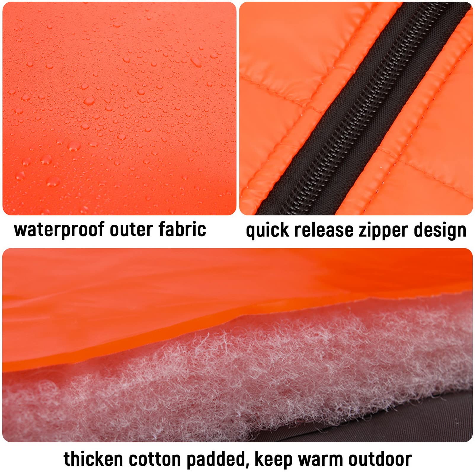 SMALLLEE_LUCKY_STORE Pet Colorblock Sport Waterproof Winter Jacket Vest with Harness D-ring for Small Medium Dog Cat Zip-up Padded Puppy Coat Chihuahua Yorkie French Bulldog Warm Clothes,Orange,XXL - Image 3
