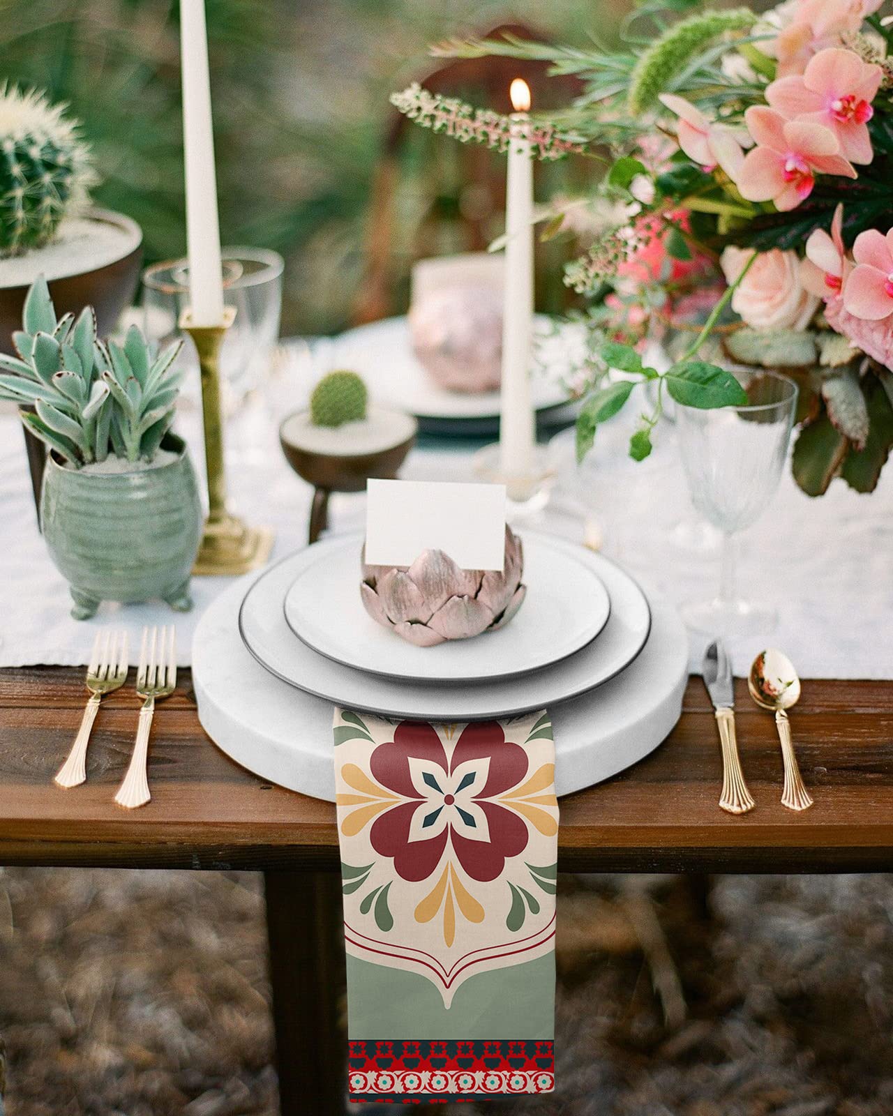 4 pz Texture Fiore Dahlia Simbolo Quadrato 50 cm Tovagliolo da Tavola Decorazione di Cerimonia Nuziale del Partito Tovaglia Cucina Cena Servire Tovaglioli
