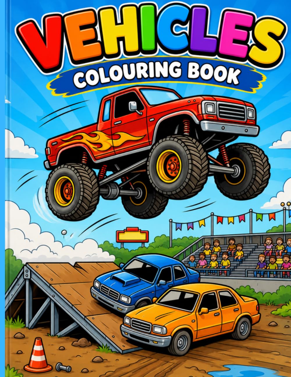 Fun Vehicles Coloring Book: A Fun Coloring book Featuring Cars Motorcycles Trucks And Trains