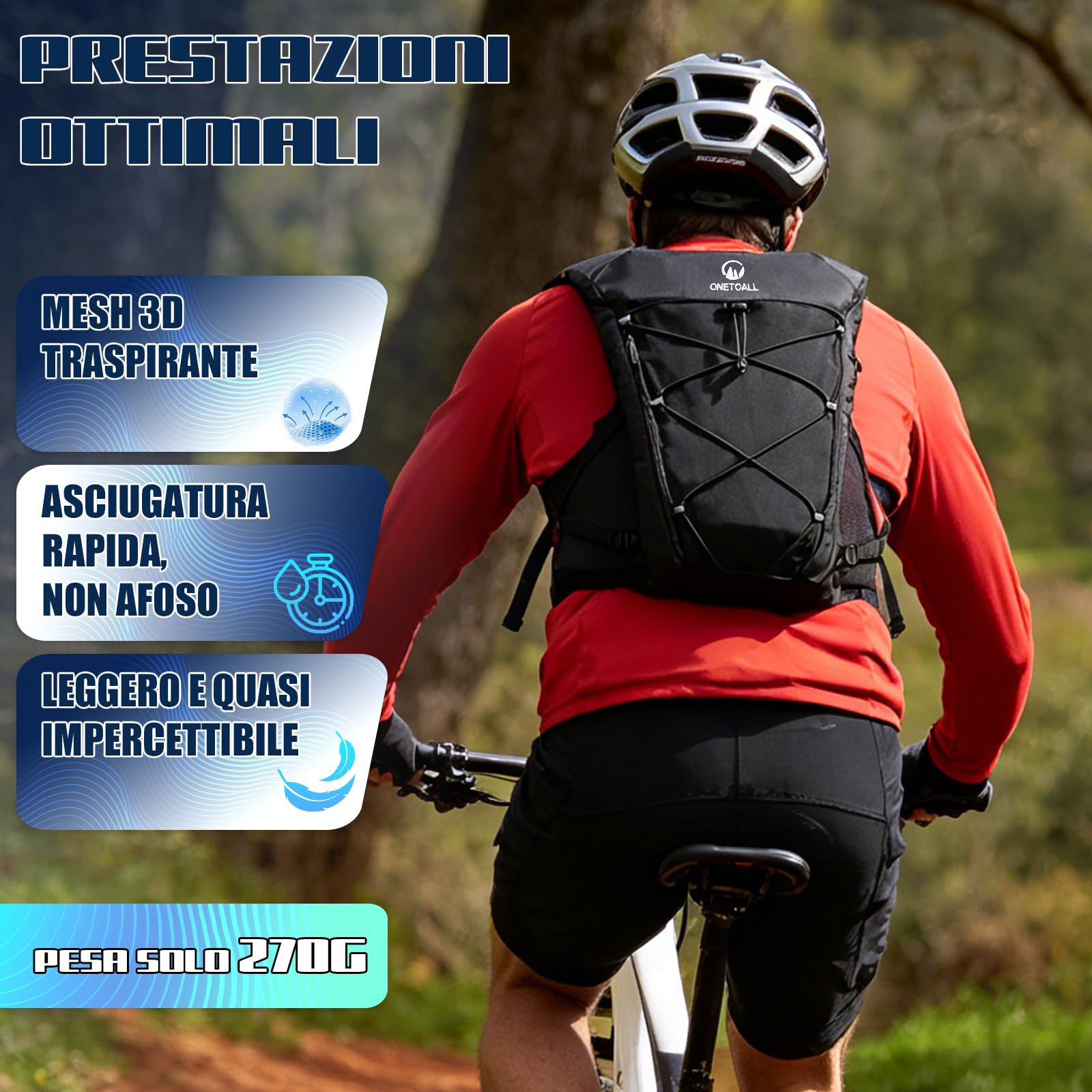 Gilet Running Uomo Donna, Zaino Trail Running, Running Vest con 2 Borraccia Morbida 500ml y Luce LED Ricaricabile, Gilet Corsa per Marathon Trekking Ciclismo Sci, Ultraleggero e Traspirante
