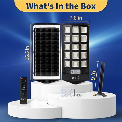 Miniatura 8 de Farolas solares para exteriores, paquete de 4, luces solares impermeables IP66 para exteriores del atardecer al amanecer, 30000LM 6500K LED de