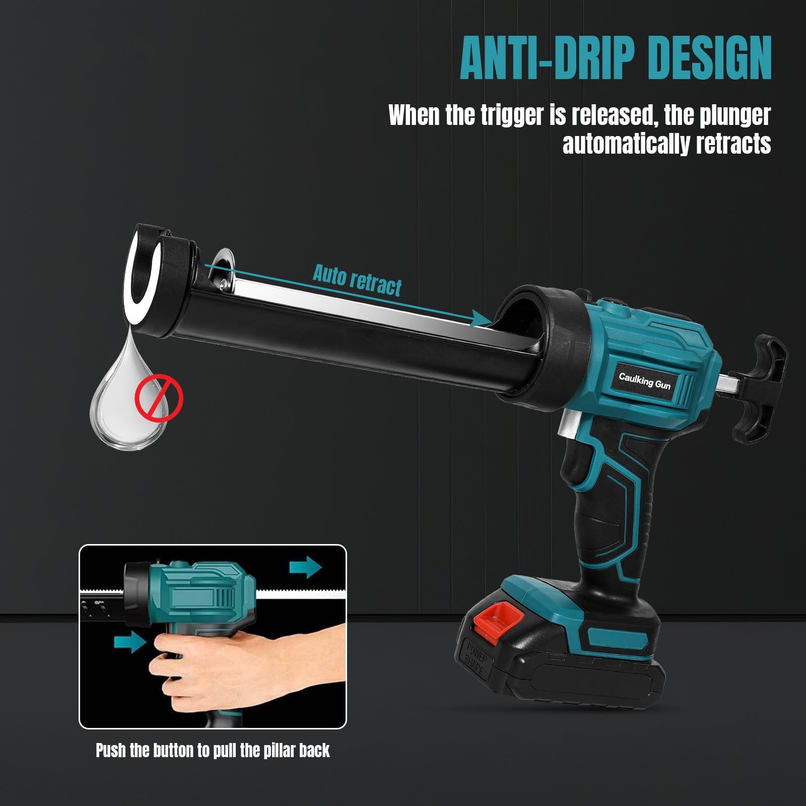 Makita 18V Pistolet Applicateur de Cartouche 300 ml 4 Vitesses Anti-goutte LED