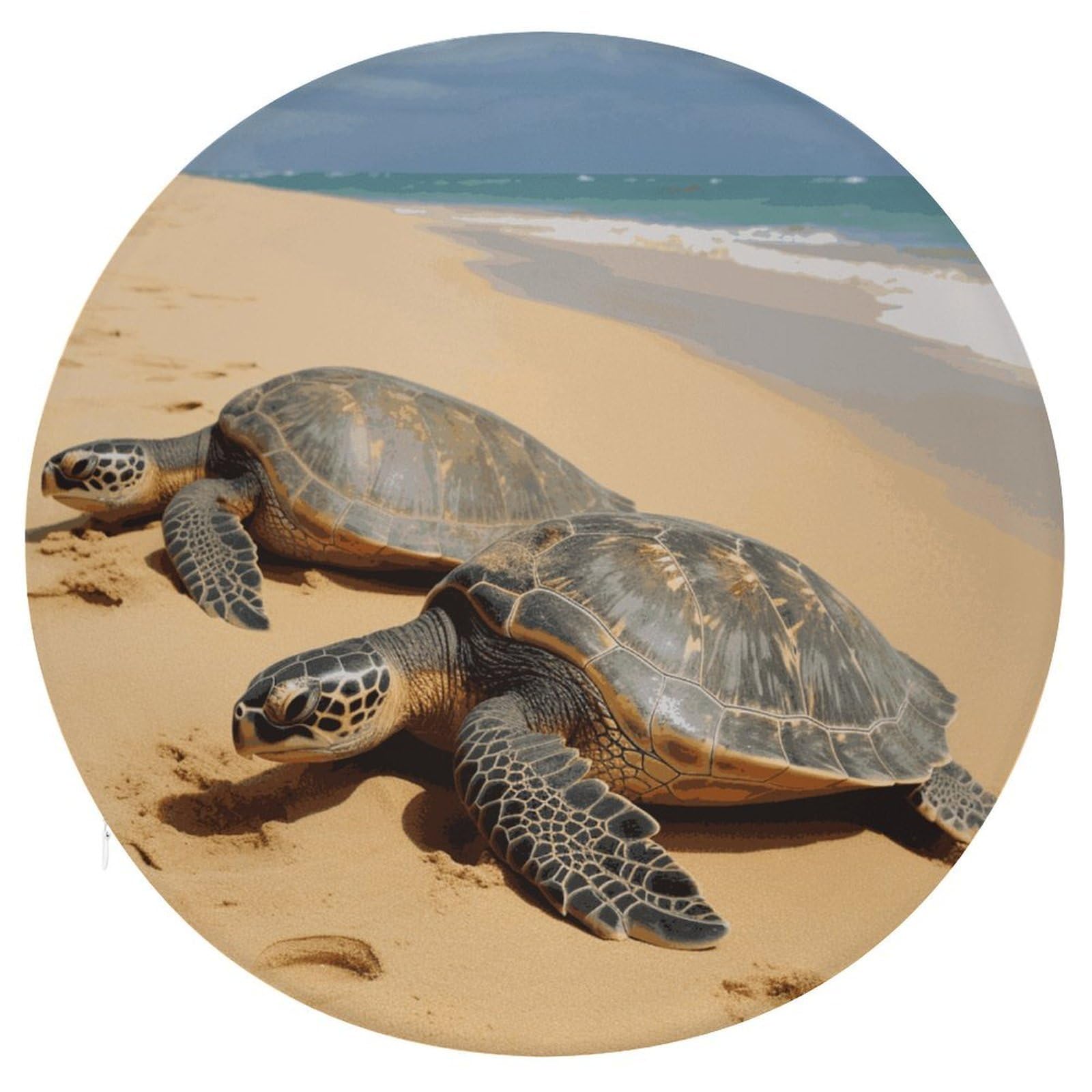 FekiLoot Turtles on The Beach Seat Cushion Comfort Memory Foam Seat Cushion Chair Pad Soft Round Stool Cushion Chair Cushion Removable Washable Cover for Home Office Outdoor Bistro 15.35 Inch