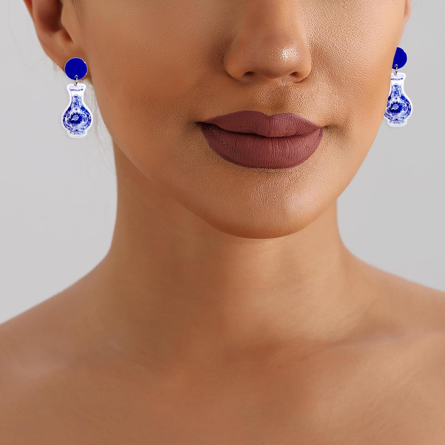 Blue And White Porcelain Earring for Women Ethnic Geometric Dangle Earrings Unique Personalized Charm Earring - Image 2