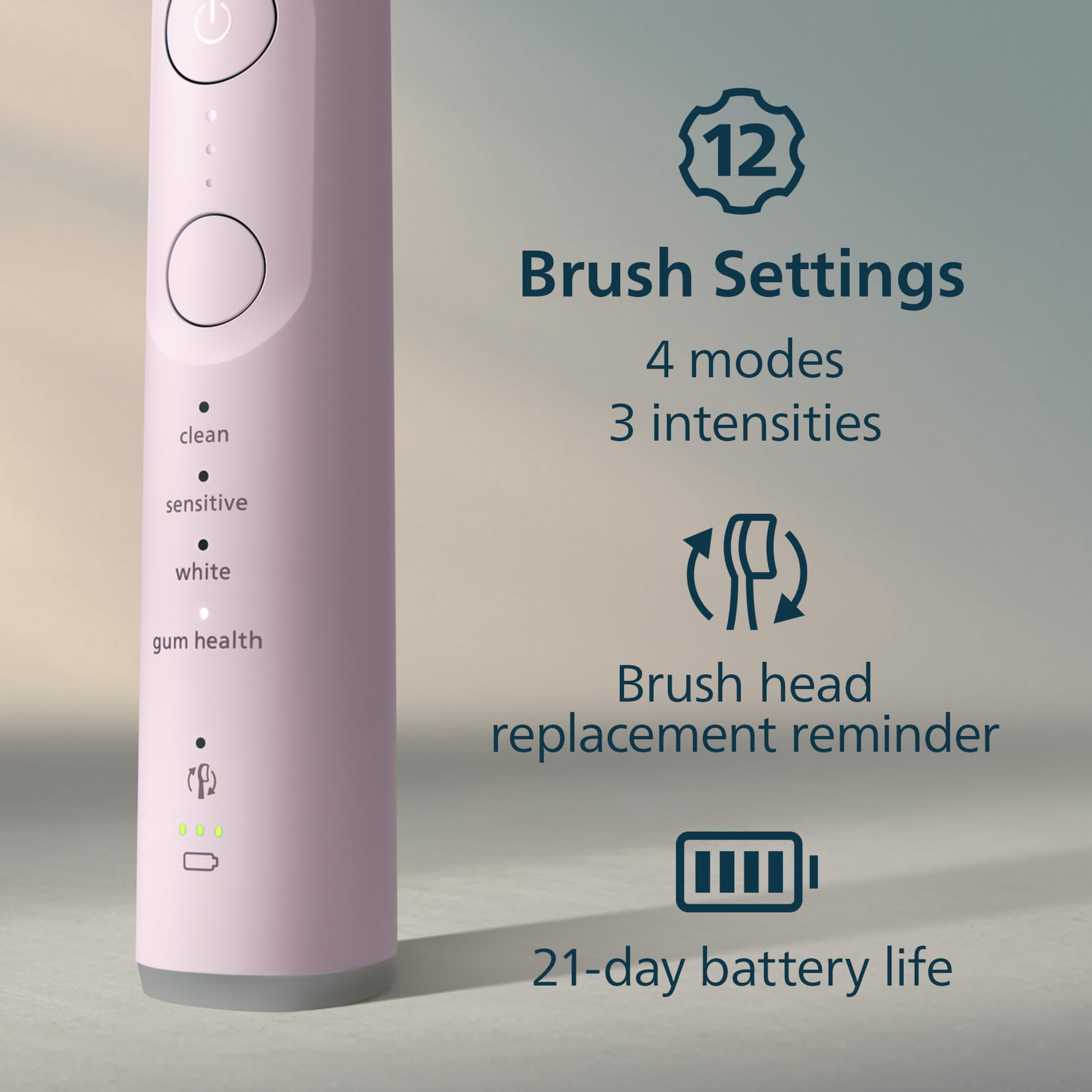 Philips Sonicare Spazzolino elettrico serie 7300 - Tecnologia Sonicare di nuova generazione, sensore di pressione, 12 impostazioni di spazzolatura, SmarTimer, autonomia di 21 giorni, custodia da