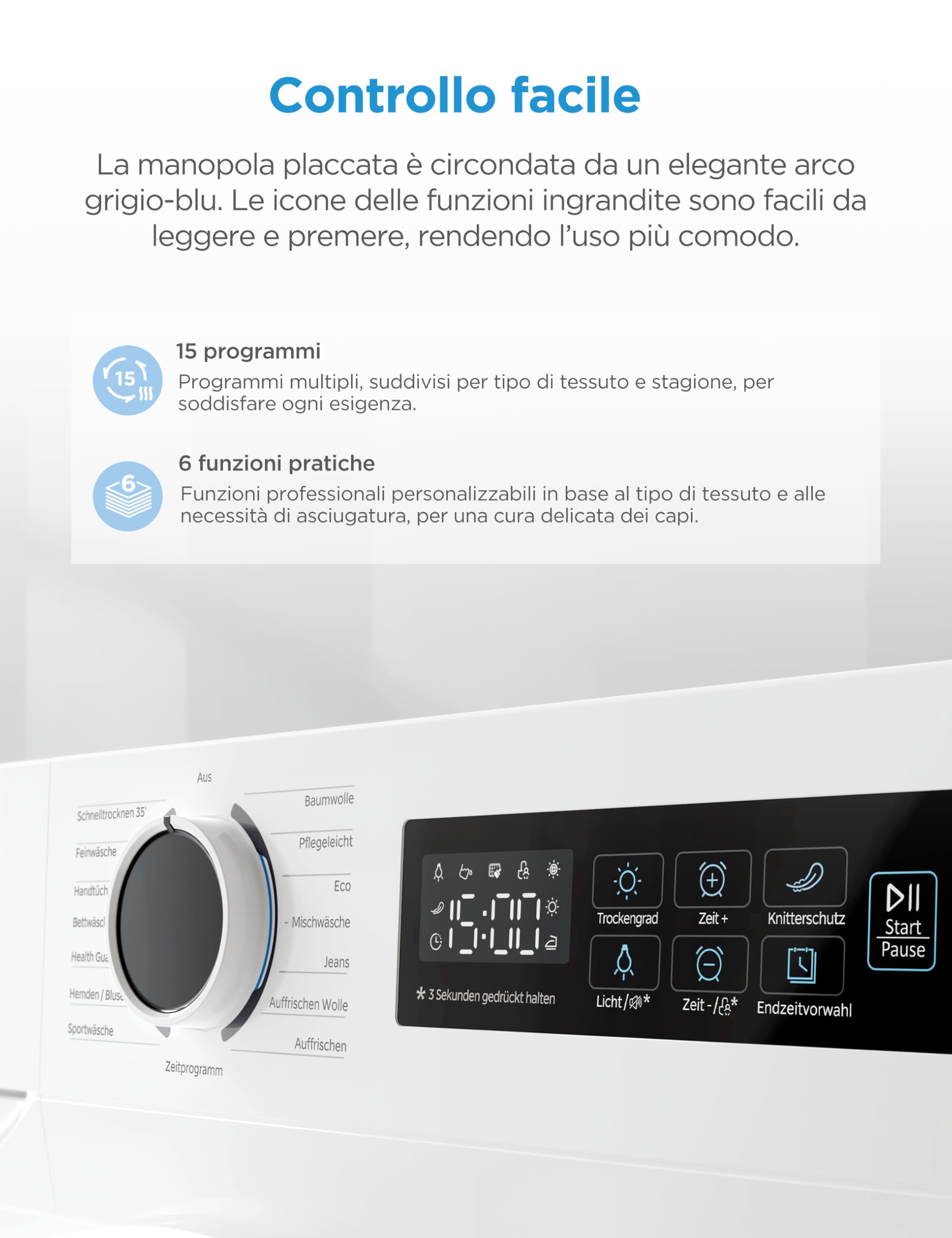 Midea Asciugatrice 8 Kg a Pompa di Calore, Libera Installazione, Classe A++, Asciugatura Veloce,Wool Refresh,15 Programmi,60 x 60 x 85 cm, Bianca - MD11EH80D