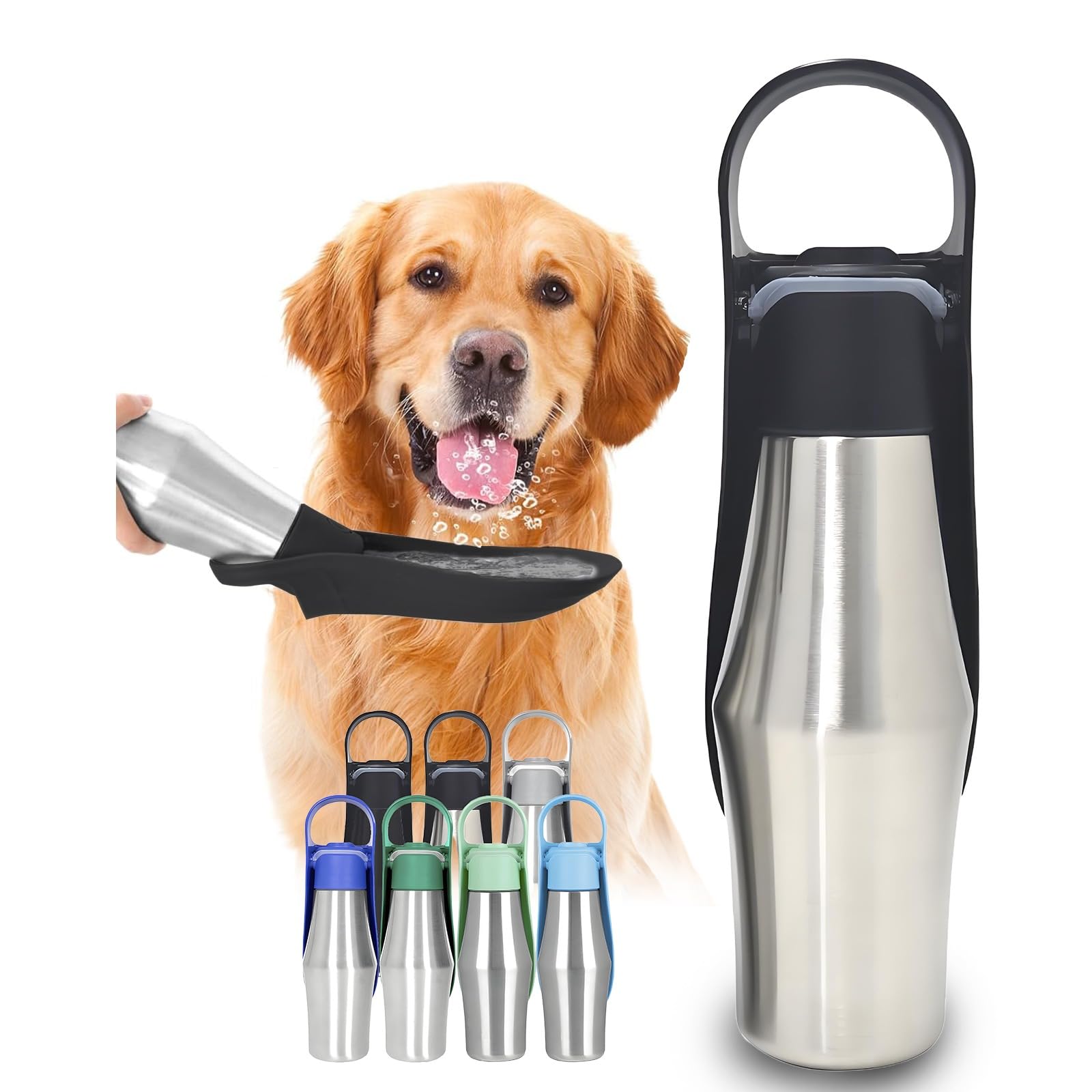 Portable Stainless Steel Dog Water Bottle, Practical and Leakproof Water Dispenser Travel Bowl for Puppies, 304 for Outdoor Walks, Pet Water Cup