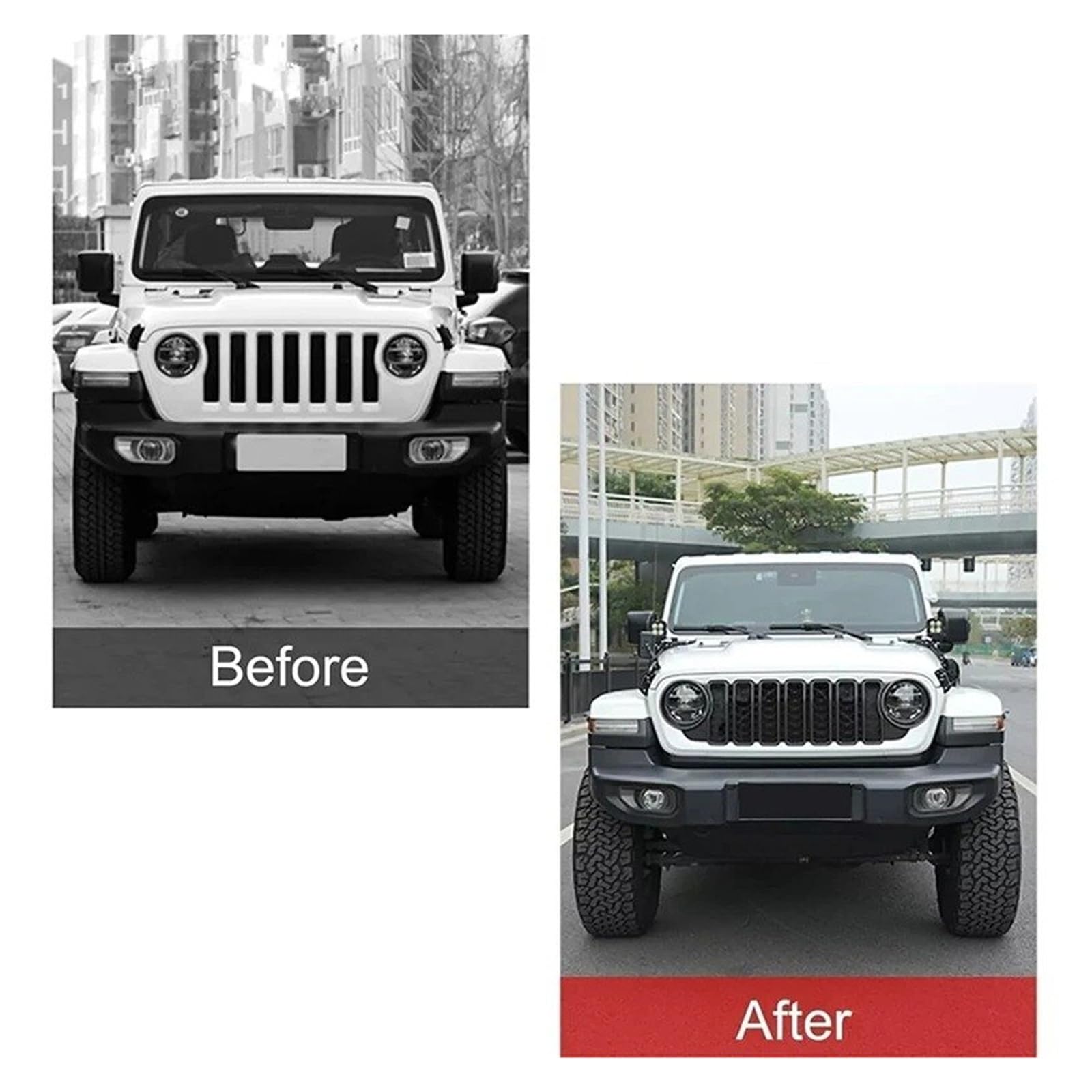 Griglia Anteriore Dell'auto Per Jeep Per Wrangler JL JT 2018-2024 Plastica ABS Una Varietà Di Colori Auto Paraurti Anteriore Griglia Maglia Accessori Ricambio Griglia paraurti(Red with hols)