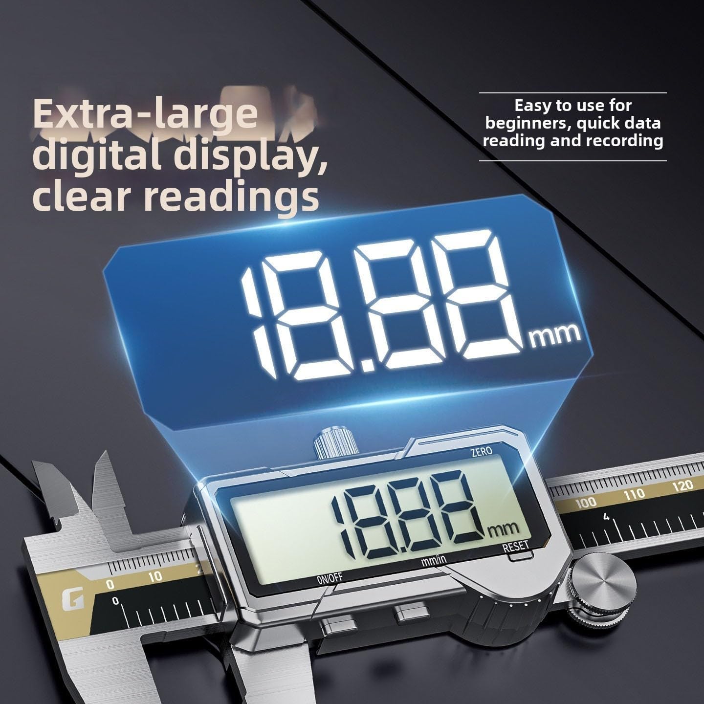 Digitaler Messschieber Typ-C 150mm 0.01mm Genauigkeit(300mm) | 0.01mm für auflösung, Typ-C Schnittstelle, schnelles Aufladen, ideales Werkzeug für Mechaniker