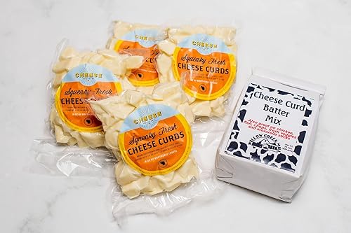Cheese Bros Squeaky Fresh Wisconsin - Cuajadas de queso y mezcla de masa para freír  4 paquetes de cuajadas + 1 bolsa de masa Willow Creek Mill  Uso