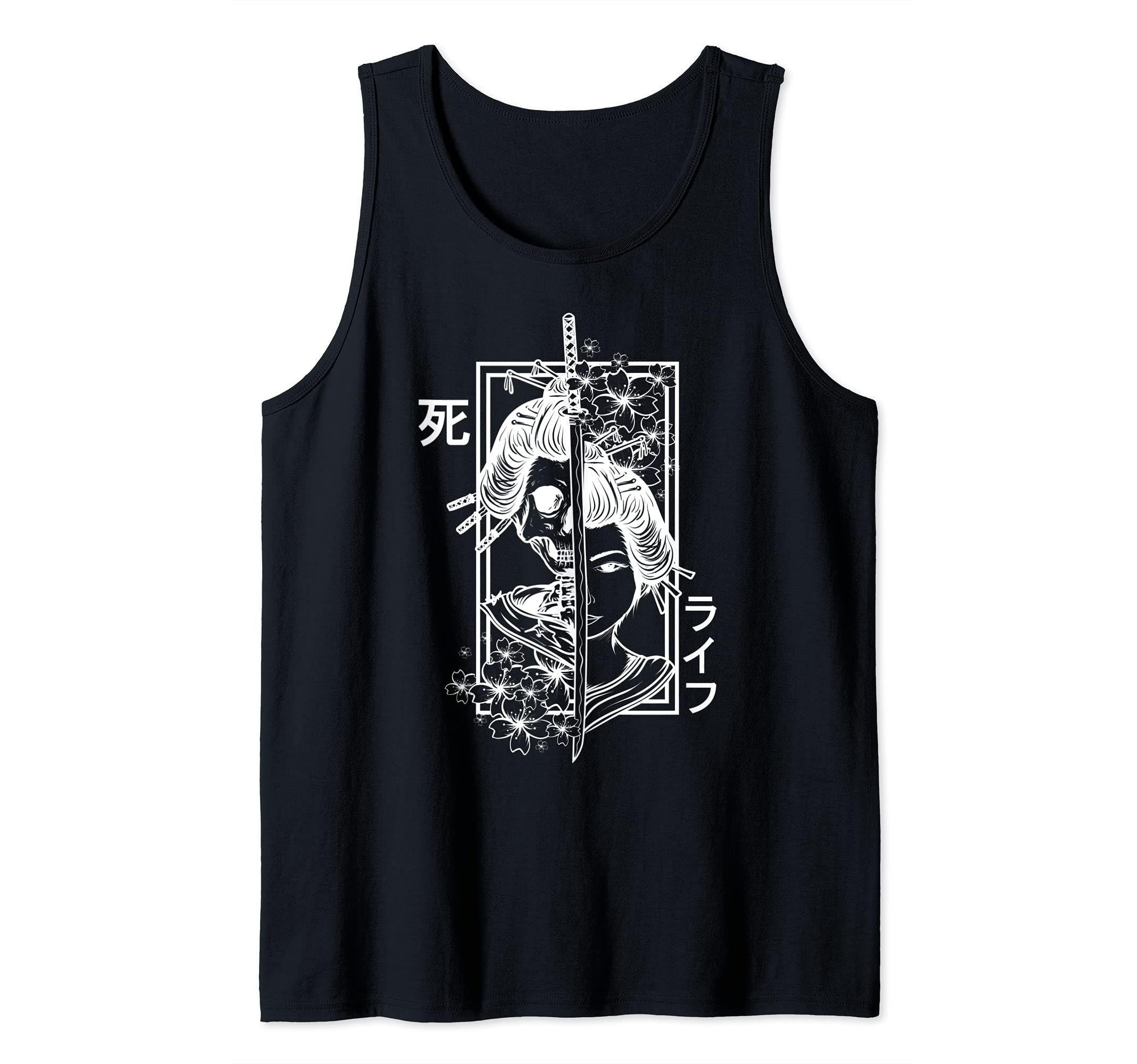Japan Anime Masks Jing Yang Style Samurai Oni Monster Tank Top, Black