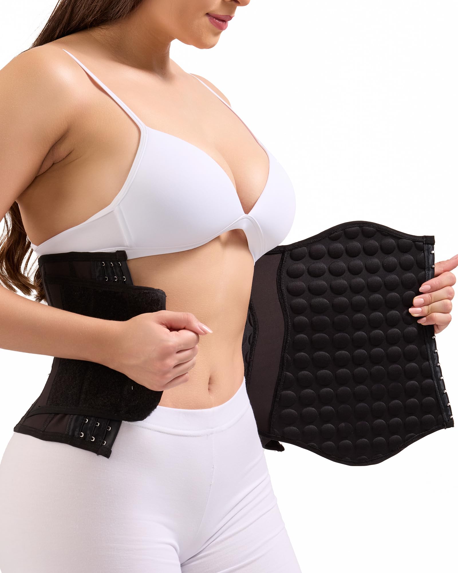 SHAPE CONCEPT Abdominal Binder Post Surgery Post-Liposuction Recovery Garment with Lipo Foam, Black, XS