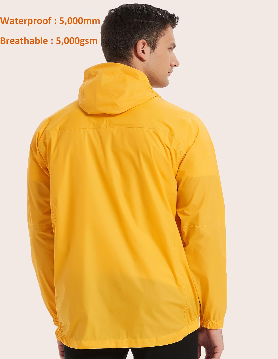Rain Jacket Men Packable Lightweight, Waterproof Breathable Raincoat with Hood, Outdoor Hiking Winbreaker - Image 2