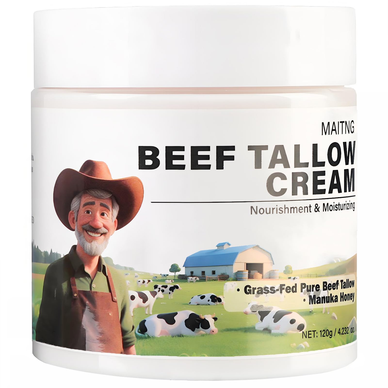 Tallow and Honey Balm,Beef Tallow for Skin,Tallow Face Moisturizer,Grass-Fed Beef Tallow & Raw Wild Honey for Hydrated Smooth Skin