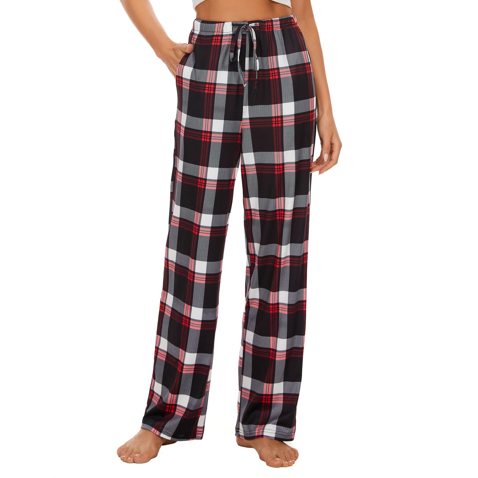Devirld Women's Lounge Pants, Straight-Leg Loose Pajama Pants for Women Flowy Wide Leg Palazzo Trousers with Pockets