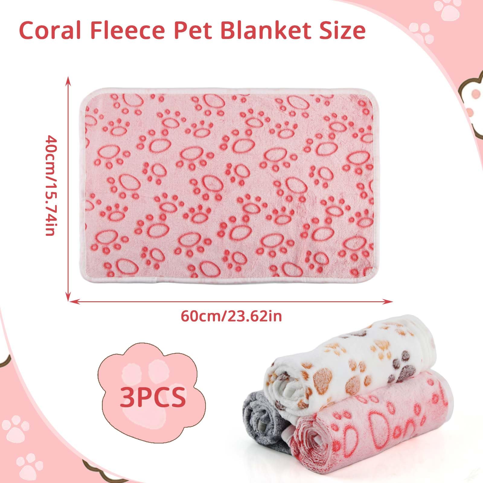 Bundle Lot de 3 couvertures en peluche douce pour chiens, chats de petite taille moyenne, lavable (3A, 60 x 40 cm)