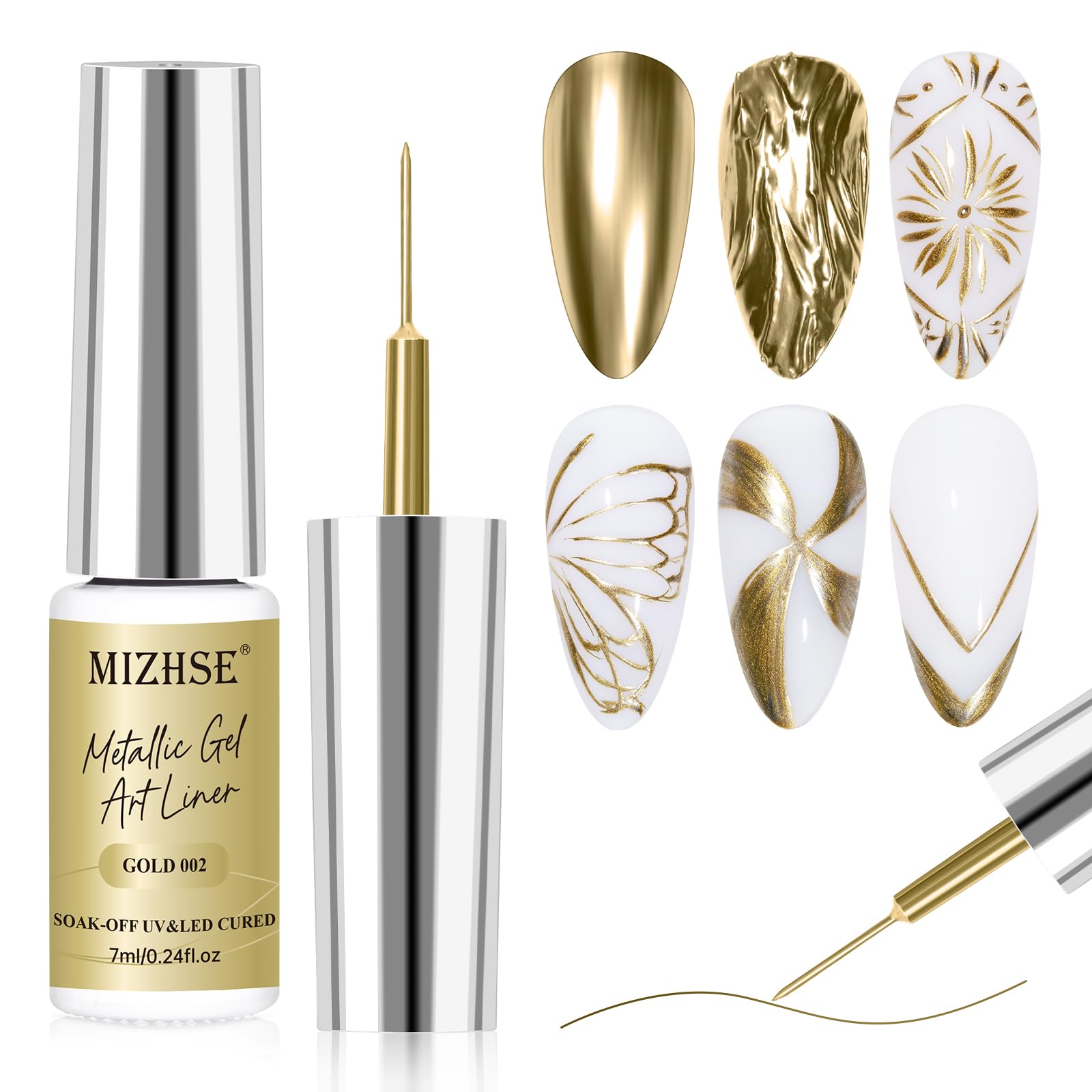 MIZHSE Metallic Gel Liner Nail Art 3D Mirror Gel Paint