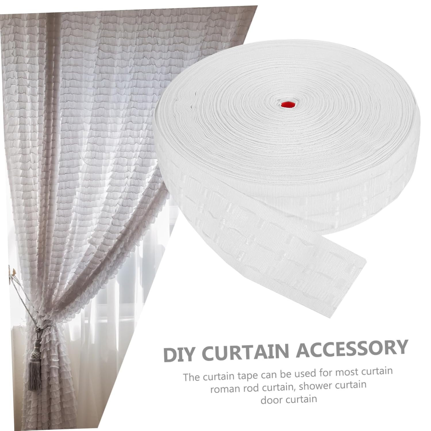 1 Roll Curtain Header Tape Soft Polyester Curtain Tape for Home Decor and Odorless for Home Textiles and Accessories Lightweight and Easy to Use
