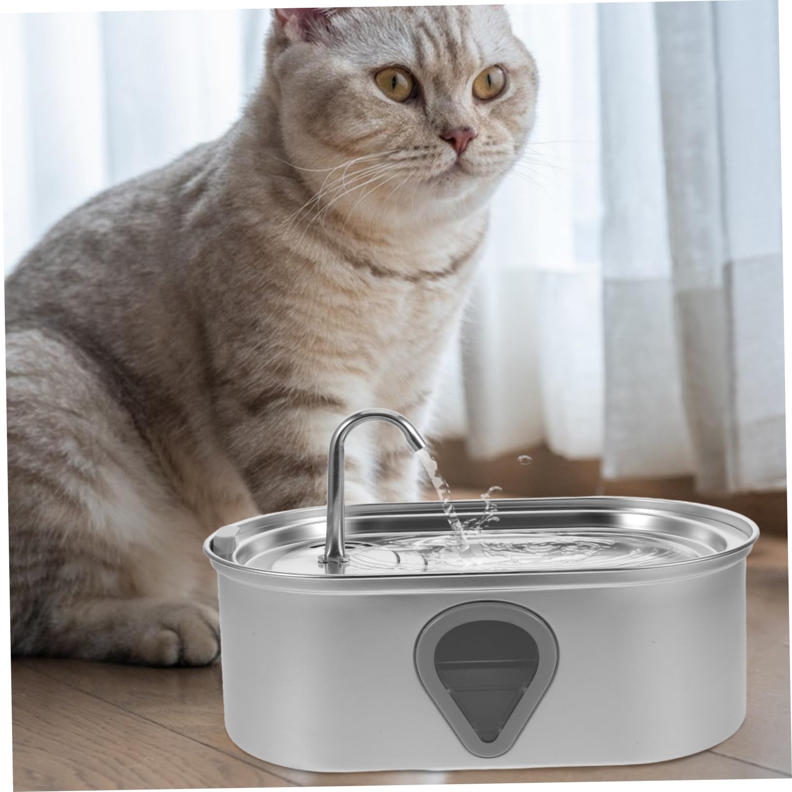Dispensador De Agua para Gatos Pequeños Bebedero Automático para Perros Y Gatos Color Plateado