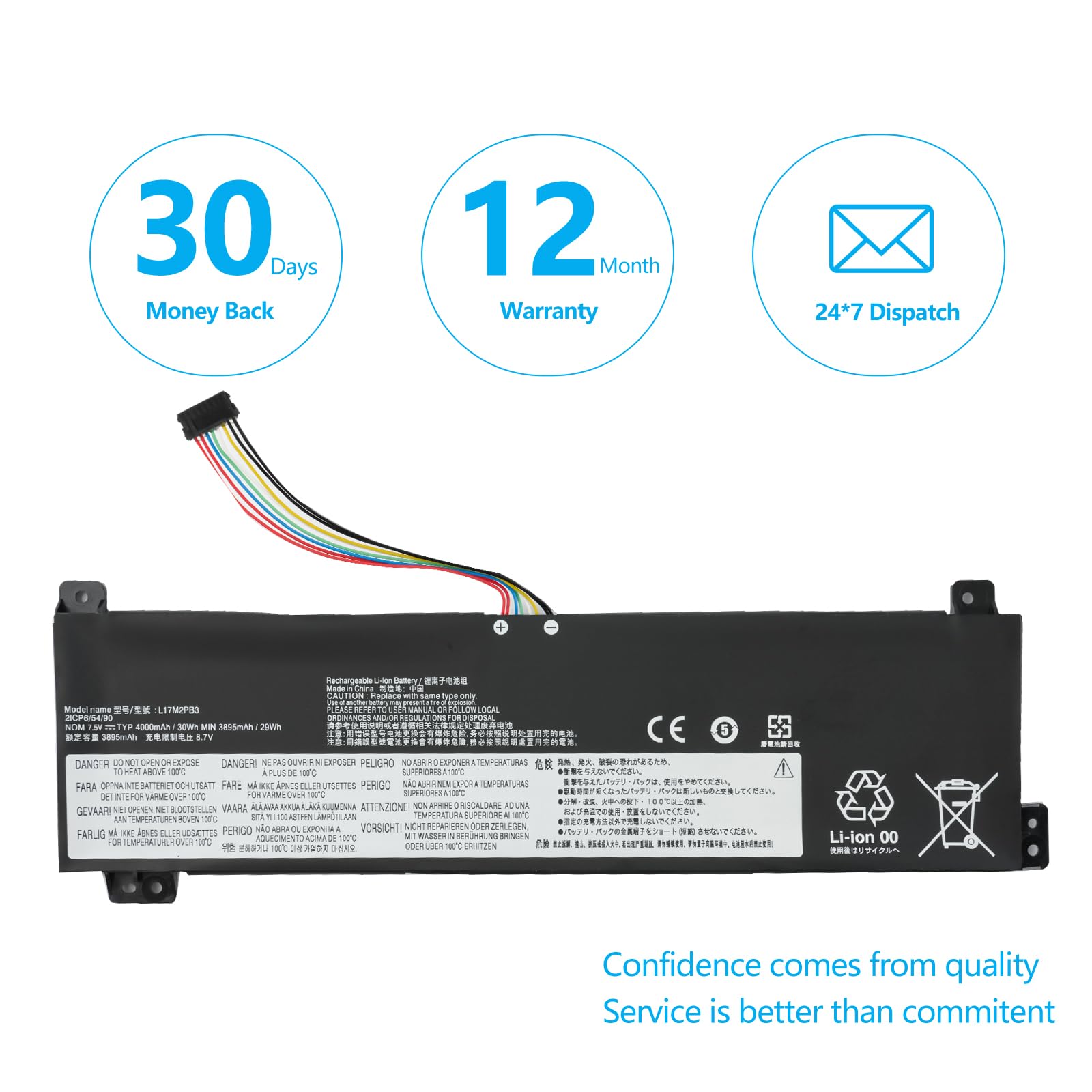 L17C2PB3 L17M2PB3 Batteria per laptop V130-15IGM-81HL V130-15IKB-81HN V330-15IKB-81AX V330-15ISK-81AW V530-14IKB V530-15IKB 81HL001EGE 81HL0023GE 81HL0051GE L17L2PB4 L17M2PB4 L17L2PB3