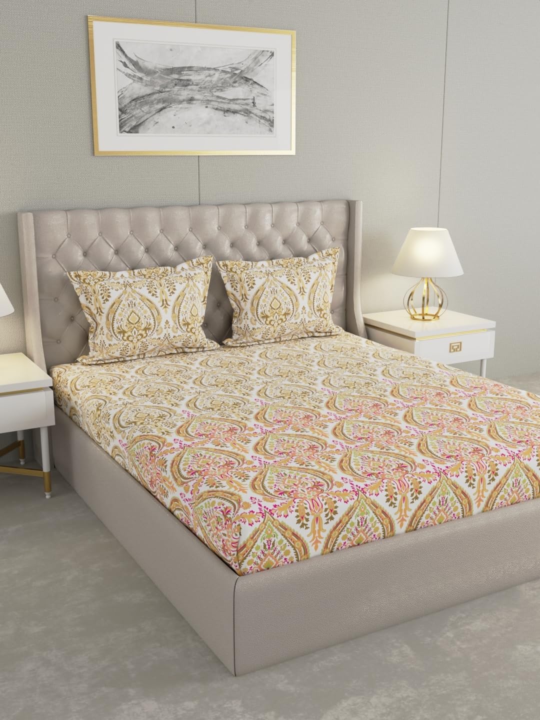 Raymond Home Avenue King Size Bedsheet 120 TC, Cotton Rich Bedsheet with 2 Pillow Covers (King, Yellow) (B0D4VKCL98) Amazon Price History, Amazon Price Tracker
