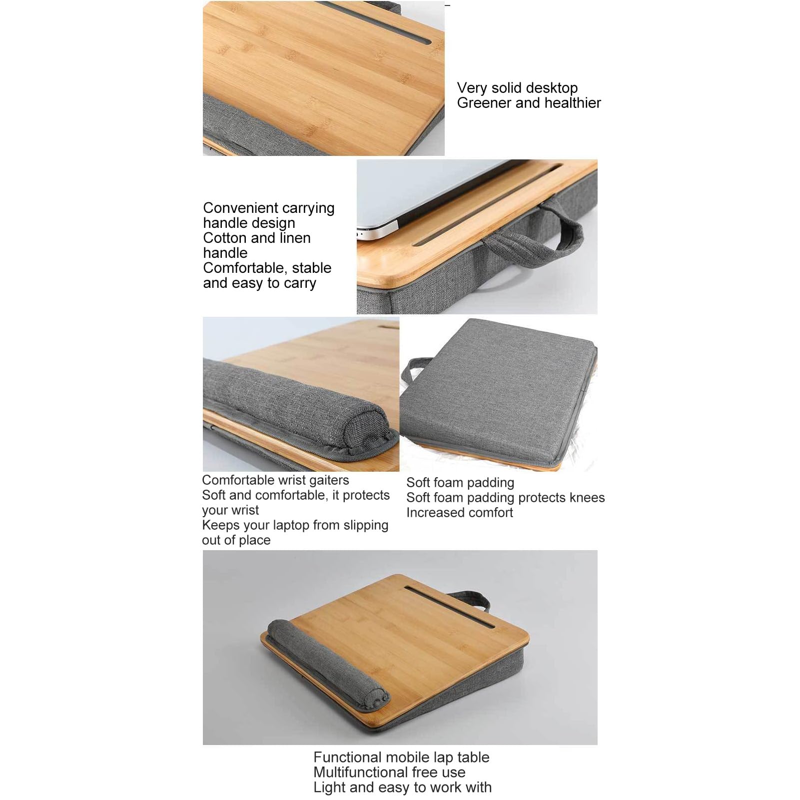 Yctze Wygodne lekkie biurko na kolana z poduszką i uchwytem na tablet do domu – ergonomiczna konstrukcja kąta nachylenia