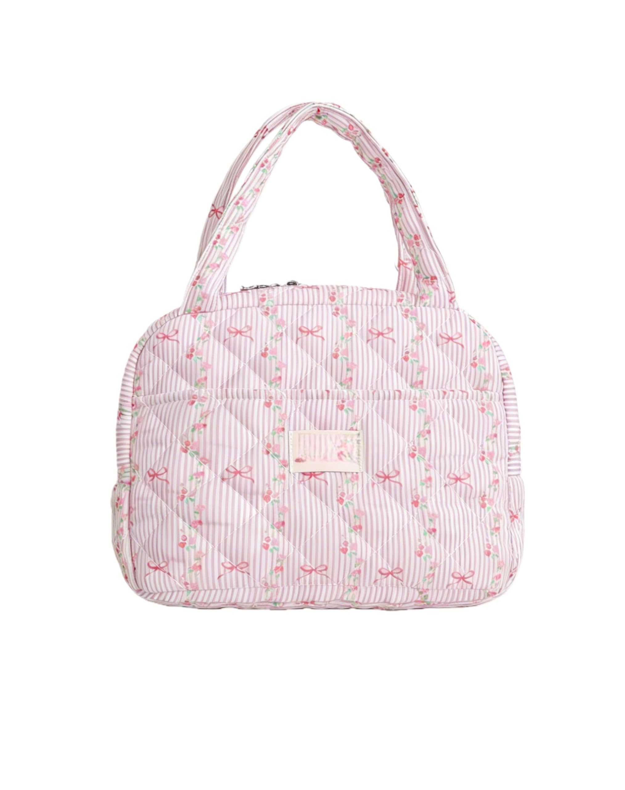 ANKICK Quilted Insulated Lunch Bag,Floral Lunch Box for Women Aesthetic Cute Lunch Tote,Leak-proof Bento Bag for Work Picnic
