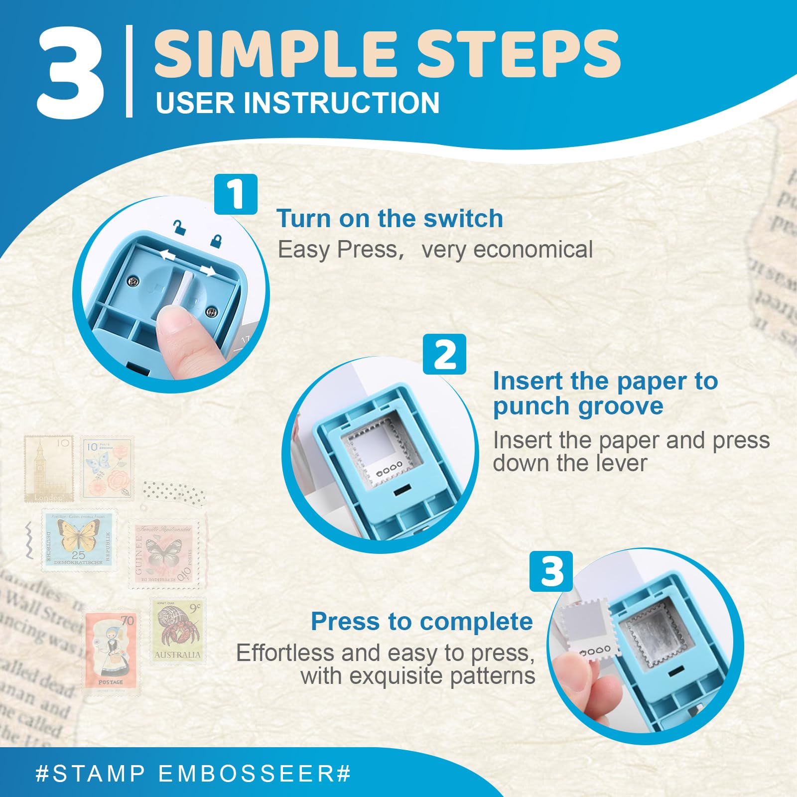 Prostokątny dziurkacz do znaczków pocztowych, duża prostokątna dźwignia, dziurkacz do papieru, rękodzieła, scrapbookingu, tworzenia kart DIY, artykuły rzemieślnicze, 1,25 x 1,25 cm