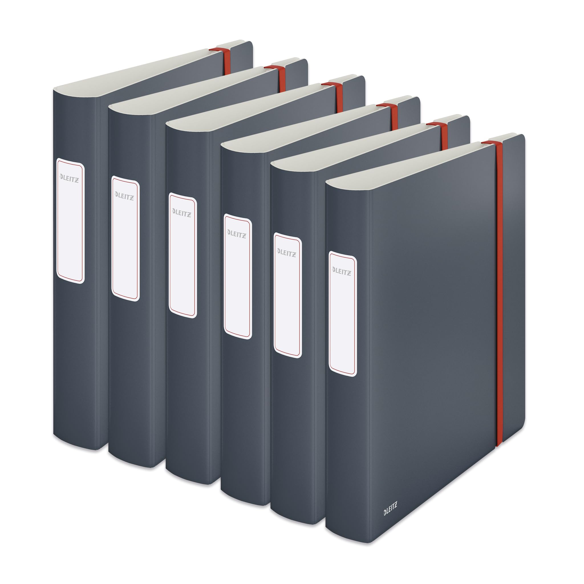 Leitz Cosy Series 10390089 180° Active Folder A4 350 Sheets 6.5 cm Spine Width Velvet Grey Pack of 6