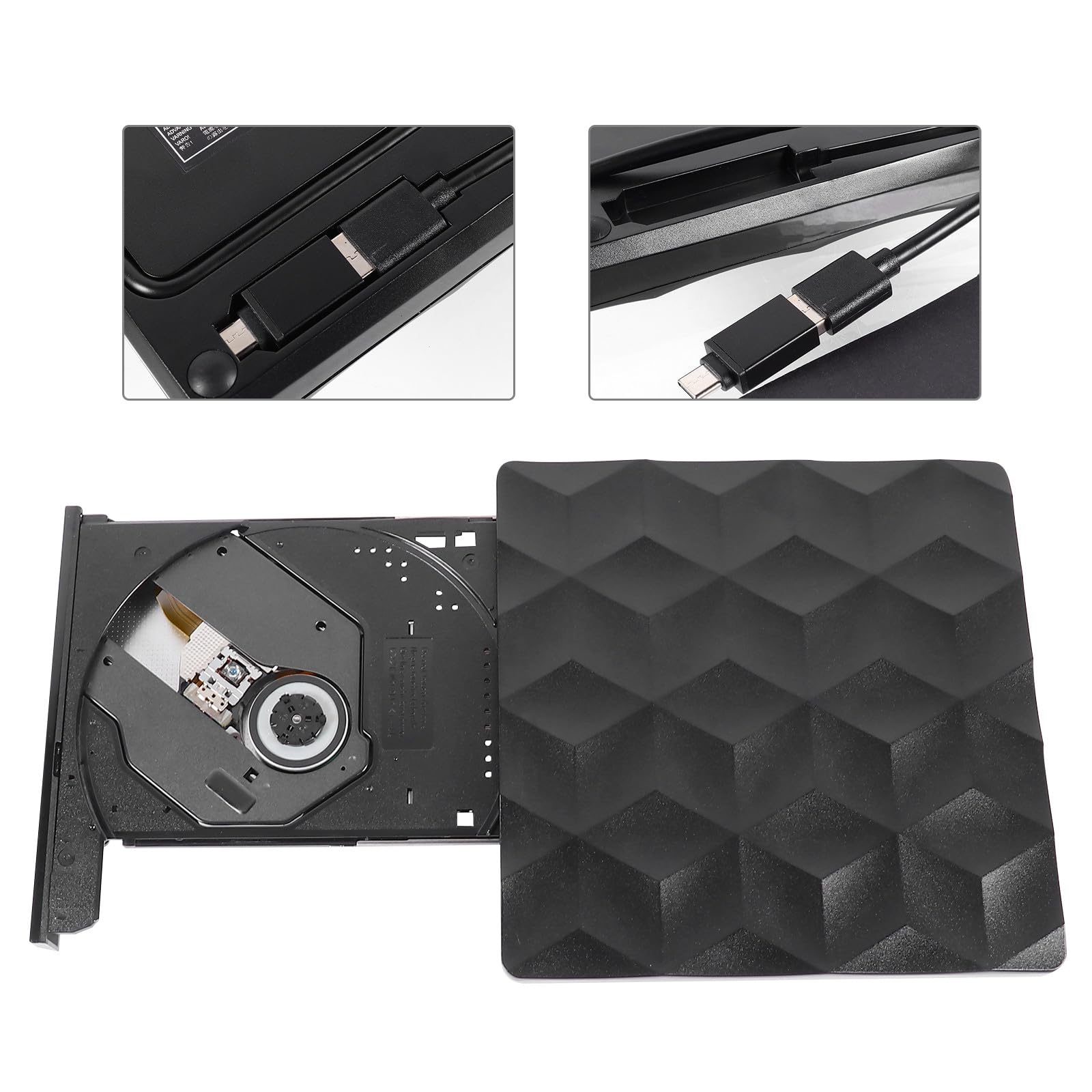 Angoily Lecteur DVD Externe USB-c USB 3.0 pour Ordinateur, Noir