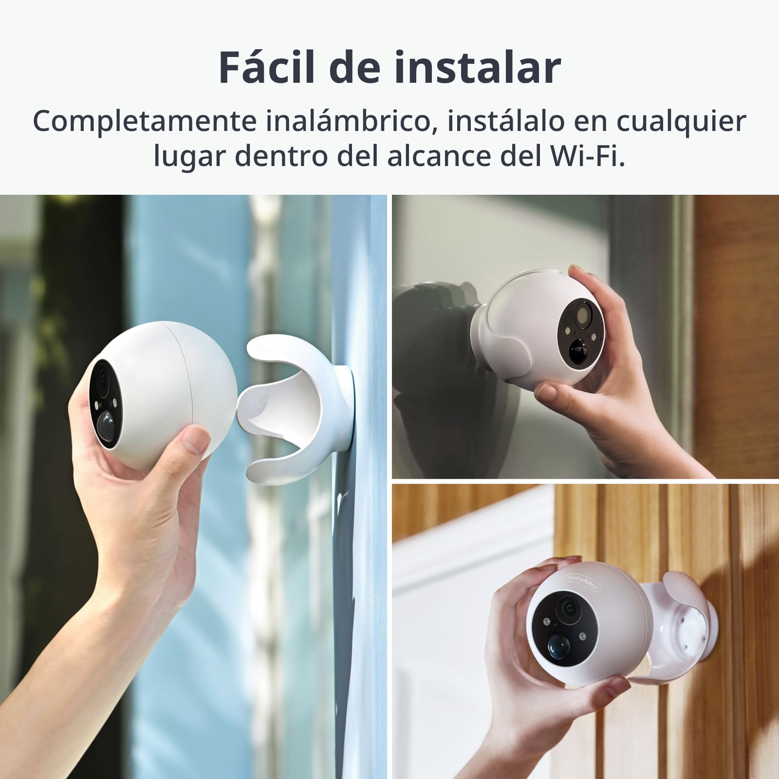 SwitchBot Cámara de Seguridad Inalámbrica Kit, Cámara 2K, Exterior con Panel Solar, Vigilancia Continua, Visión Nocturna en Color, Detección de Movimiento por IA, Compatible con Alexa, WiFi 2.4G