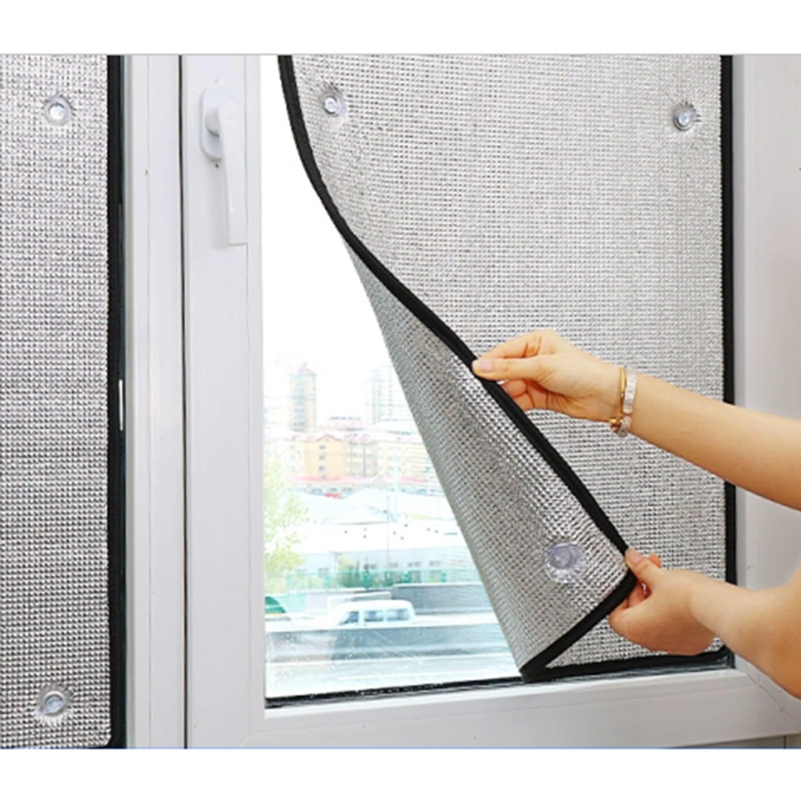Sonakia Double Aluminium Bubble Insulation Film, Blackout Window Film, Reflective Privacy Film for Glass Windows, Anti-glare Heat Control Window Tint Film, Sun Blocker,WxH-50x50cm/20 * 20in
