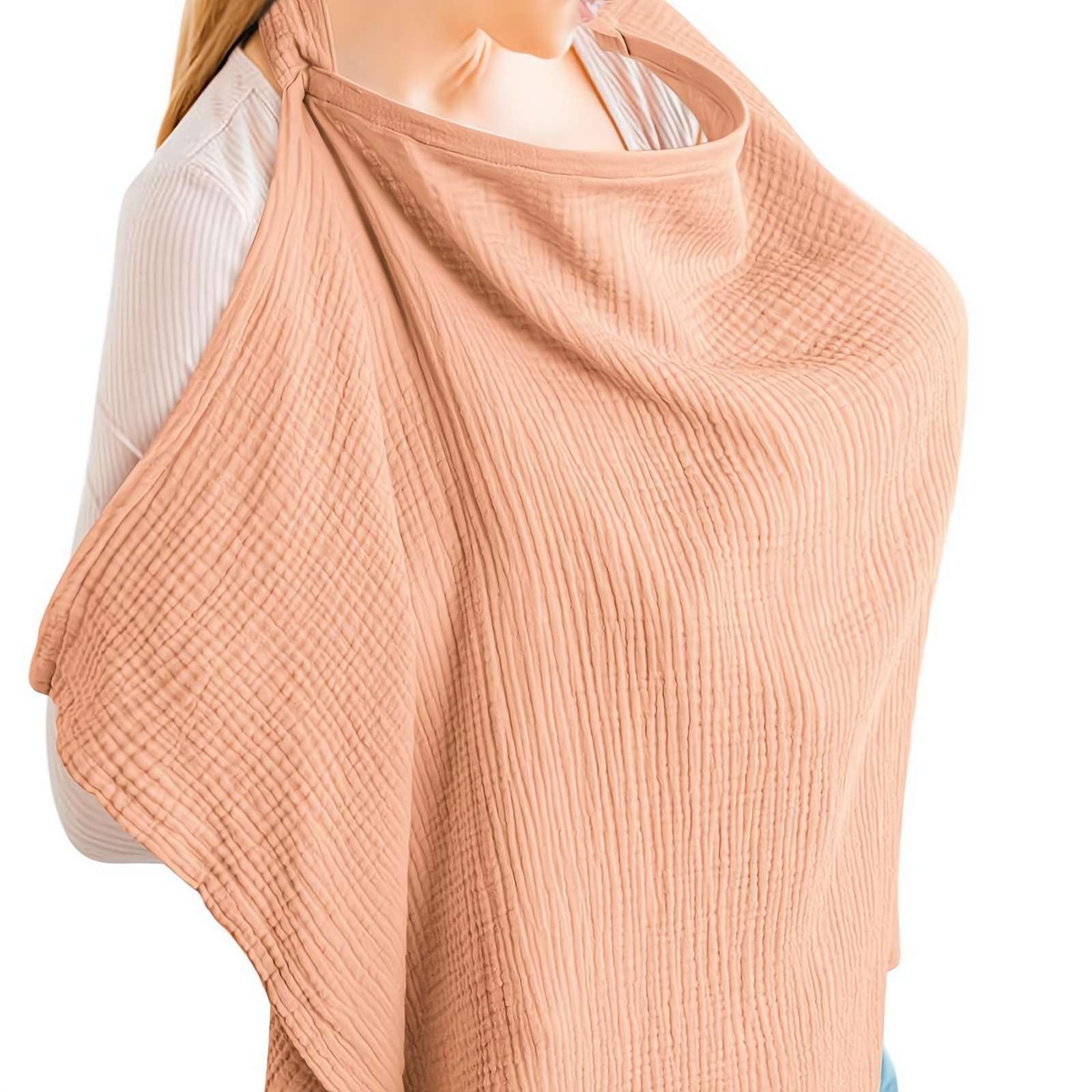 HFLWYWD Muslin Nursing Cover for Baby Breastfeeding,Adjustable Privacy Nursing Apron Cover Soft & Breathable for Mom,360° Full Privacy Cotton Breastfeeding Cover, Multi-use Carseat Canopy