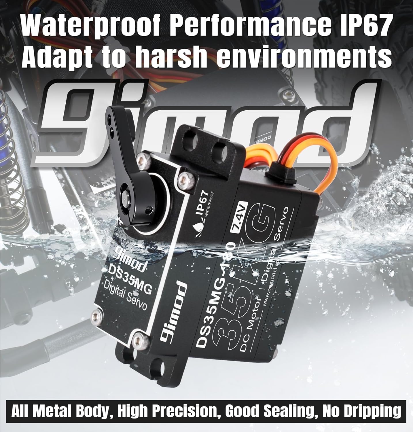 Waterproof 35KG High Torque RC Steering Servo Motor, Powerful & Fast Full Metal Gear Digital High Speed arduino servo for 1/8 1/10 1/12 RC Cars, Crawler, Truck, Buggy, Robotic, Control Angle 180°