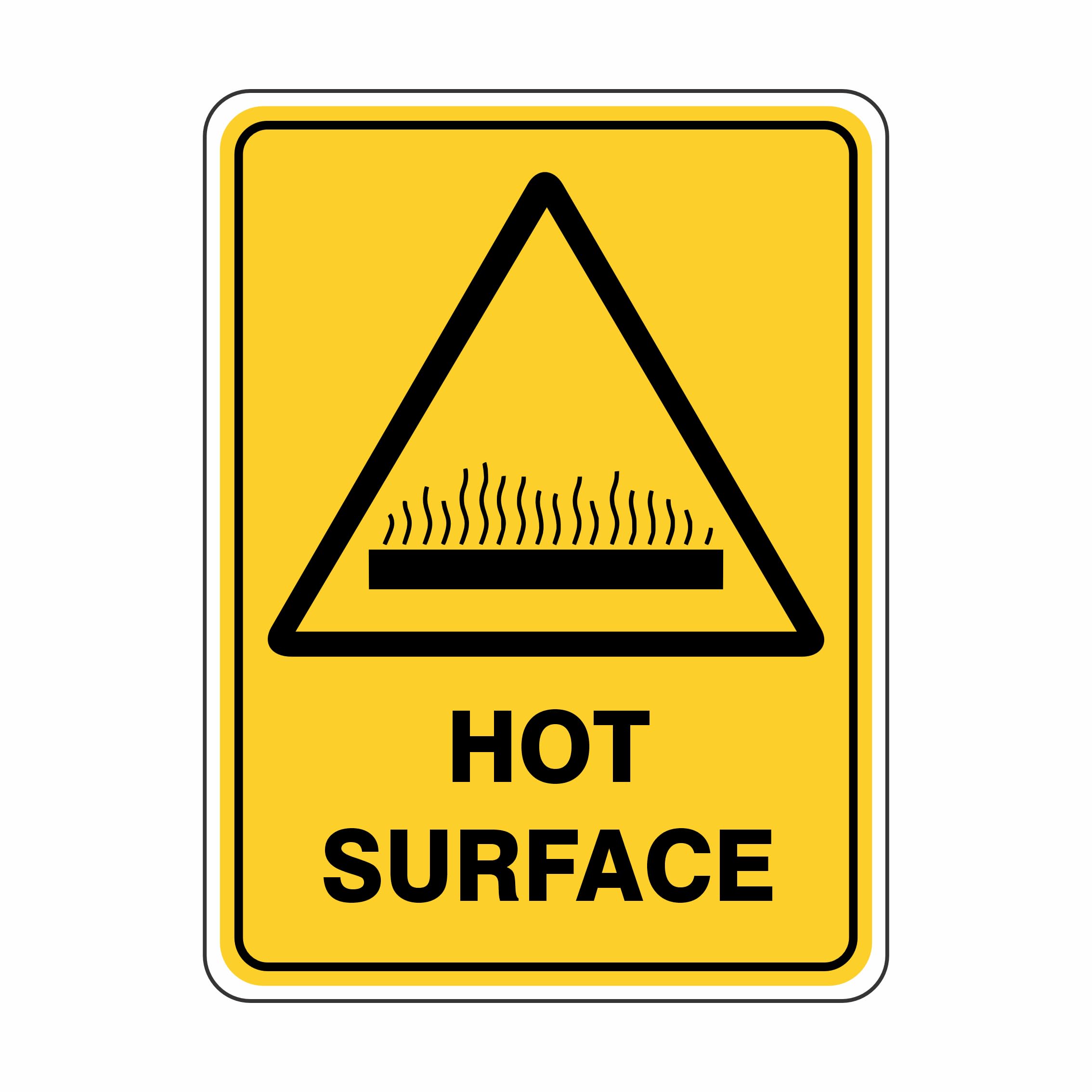Hot Surface (Smoke) Sign, 12x8 Metal Tin Sign, Hot surface, caution.