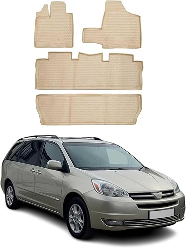 OMAC Tapetes para piso para Toyota Sienna 2004-2010 Tapetes para auto Todo clima 3D Ajuste personalizado Tapete de goma Impermeable Sin olor TPE