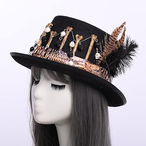 Miniatura 2 de COSDREAMER Sombreros de vudú para mujer, sombrero de bruja y médico, sombrero de plumas de calavera
