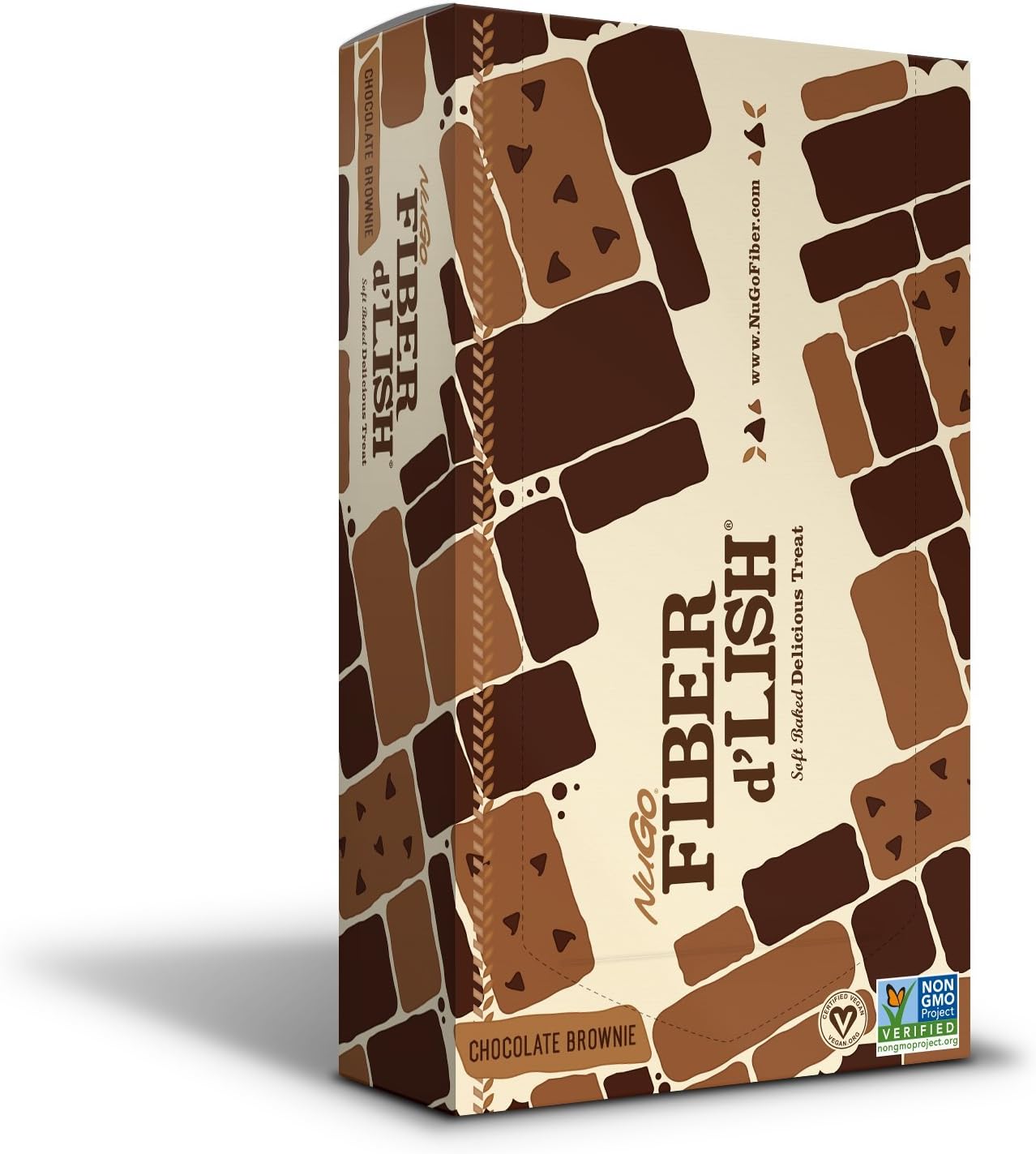 Fiber d'Lish Chocolate Brownie, 12g High Fiber, Vegan, 150 Calories, 16 Count